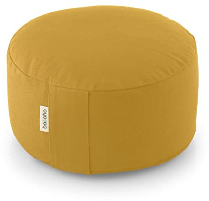 basaho WHEEL Zafu Cuscino da Meditazione | Cotone Organico | Gusci di Grano Saraceno | Rivestimento Lavabile Rimovibile (Mostarda)