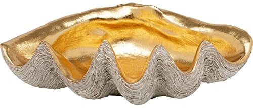 Kare Design Deko Schale Noble Shell, Obstschale, Dekoschale, Polyresin, Handbemalt, Unikat, 14x41x27 cm (H/B/T), Gold