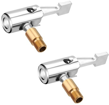 PEUTIER 2stk Reifenfüller Luftfutter, Reifen Luftfutter mit Clip-Adapter Reifenfüller-Verriegelungs-Luftfutter Verriegelungs-Reifenfüller-Düsenadapter für Tragbare Reifenpumpe und Luftkompressor