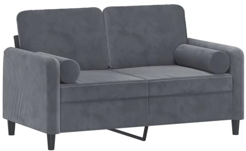 vidaXL Sofa 2 Sitzer, Couch mit Zierkissen, Liegesofa für Wohnzimmer, Polstersofa Sessel Relaxsofa Loungesofa Relaxcouch, Dunkelgrau Samt