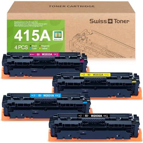 swiss toner Kompatibel für 415A 415X Toner (Mit Chip) für HP 415A Toner für MFP M479fdw Toner HP Color Laserjet Pro MFP M479fnw Toner M479fdw M479dw M479fnw M479fdn M454dw M454dn 4er-Pack