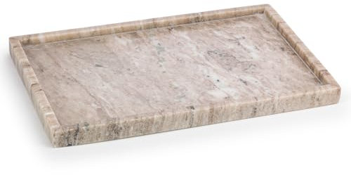 EHC Natural Marble Bathroom Vanity Tray - Rectangular, 31x20x2 cm, Decorative Countertop Sink Storage Organiser for Cosmetic, Perfume, Home Decor