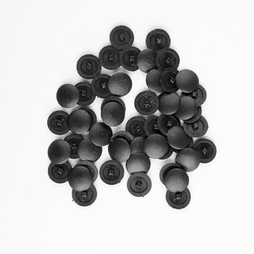 Tabanzhe 50 PCS Cross Head Screw Cover Caps-12mm Black Plastic Hinged Screw Caps,Snap-in Dust Screw Protection Covers for Hiding Phillips Screws of Cabinet Shelf Wardrobe Furniture