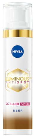 NIVEA Luminous 630 Anti-Flecken-Fluid CC SPF30 3-EN-1 (1 x 40 ml), CC Cream mit dreifacher Wirkung, getönter Gesichts-Sonnenschutz, dunkler Farbton