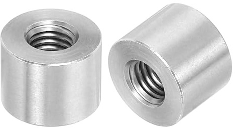 QUARKZMAN 4pcs M10 Rond Connecteur Écrous, 304 Inox Acier Accouplement Écrou 15mm/0.6 Longueur Manchon Tige Barre Goujon Écrou pour Support, M10x15x20mm