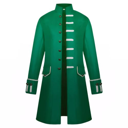 Manteau steampunk pour homme, veste frack d'Halloween, style médiéval, vintage, victorien, gothique, costume d'Halloween, carnaval, cosplay (Vert, M)