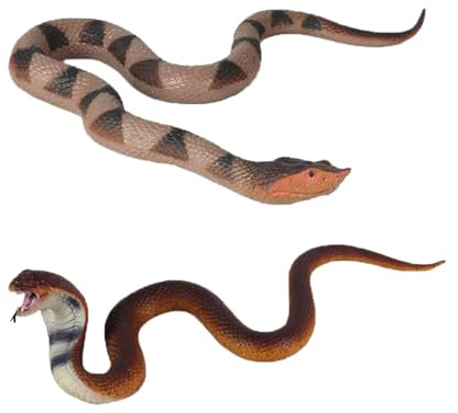 Faxianther 2 Pièces Serpents en Plastique Figurine Serpent en TPR Serpent Jouet Faux Serpent Rat Réaliste Décoration d’Halloween