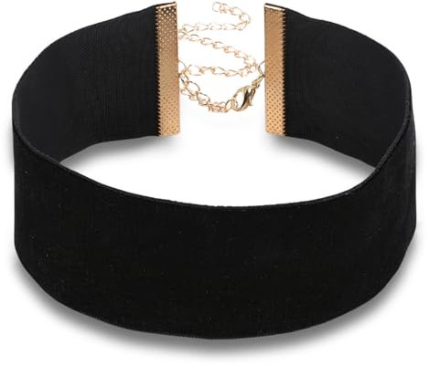 Telooco Breit Trachtenkette Enganliegend Samt Halskette Damen Schwarz Samt Kropfband Gothic Punk Halsband Verstellbarer 90er Jahre Halsband für Feiertagsparty Cosplay Geburtstagsfeier