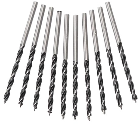 Lot de 10 forets hélicoïdaux pour le travail du bois - Tige ronde de 3 mm - En acier au carbone - Outils de perçage pour meubles en bois