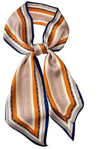 GIMIRO Sciarpa in seta satinata, 148 x 13,5 cm, cravatta a doppio strato, per blazer, cappotto, abito, 98# Navy - Yellow Classical, 148cm x 13,5cm