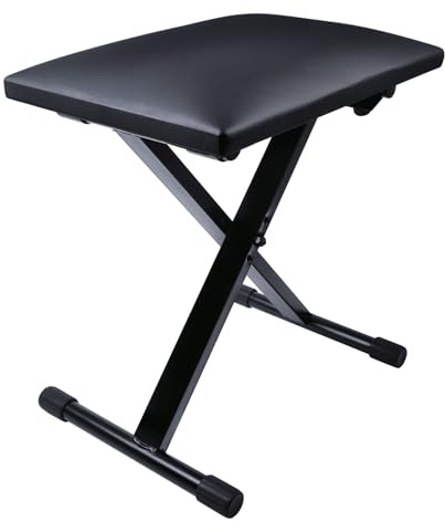 MusicalStore2005 Sgabello Regolabile KB-200M per Pianoforte, Tastiera e Batteria - Struttura in Acciaio con Seduta in Sky Nero, Altezza Regolabile in 3 Posizioni