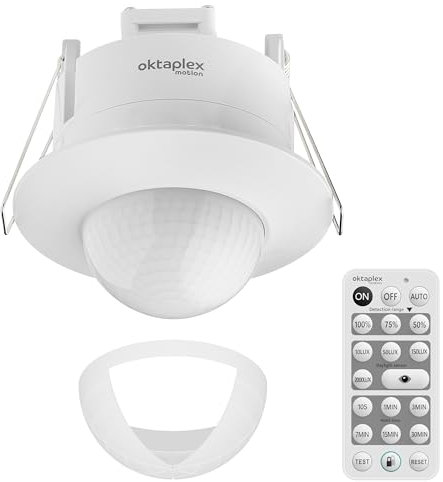 Oktaplex Sam Einbau Bewegungsmelder 360° inkl. Fernbedienung Infrarot Bewegungssensor 230V Anwesenheitssensor Unterputz Innen weiß