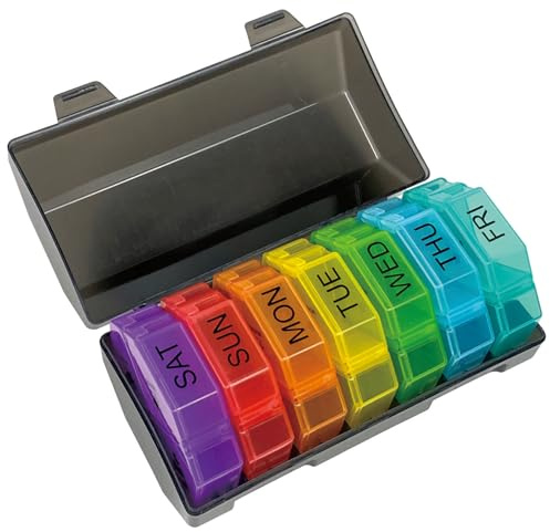 Pastillero Semanal,Pastillero Semanal 4 Tomas al Día,Pill Organizer,28 Viajes Portátiles de Gran Tamaño para Medicamentos/Vitaminas/Aceite de Pescado/Suplementos (Color, 28 Casillas)