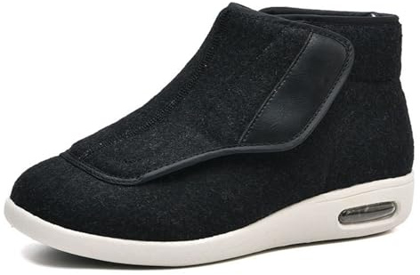 GYCS Scarpe Comode Uomo Terapeutiche per Diabetici Confortevole Sneakers Casual All'aperto Scarpe Ortopediche per Anziani Scarpe Diabetiche Accoglienti Invernali per Gonfie,Nero,43.5EU