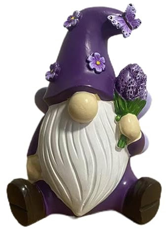 Statuette de Nain de Jardin Violet - Décoration de pelouse - Décoration d'extérieur pour Jardin, terrasse, extérieur, Bureau, étagère