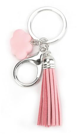 Tranbath Personalisierter Schlüsselanhänger Mit Süßem Rosa Troddel Und Wolken Anhänger, Geschenk Für Frauen, Guter Freundinnen Oder Als Geschenkideen Für Mama Und Oma, Geschenk Freundin Geburtstag