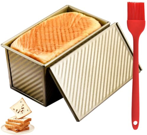 MIUUIPI Molde de pan con tapa, molde para pan tostado con tapa, antiadherente, molde para pan tostado, molde para pan tostado con pincel de aceite, moldes de pan para hornear, tostar, sándwich, pastel