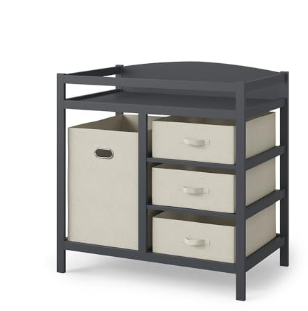 Vicco Wickelkommode Nunjo, Anthrazit, 85 x 87 cm mit Stoffschubladen