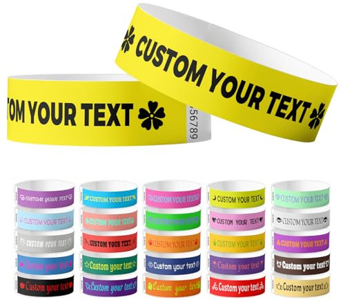 Pulseras de papel personalizadas para eventos, pulseras impermeables personalizadas con logotipo y texto, pulseras de eventos imprimibles a granel para fiestas, festivales, negocios, hombres y mujeres