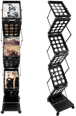 JAOGAUS Faltbare Prospektständer, Literatur Katalog Rack mit Tragetasche, Zeitschriftenständer Literaturhalter Mit Rädern, für einfaches Bewegen und Transportieren, für Büro und Ausstellung Messe