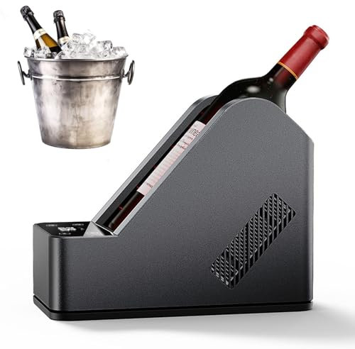 richigblosmum Raffreddatore per Bottiglie di Vino – Raffreddamento Rapido in 8min, Regolazione 0-20°C, capacità Bottiglie 750ml, Schermo LCD con Luce Ambientale, Portatile per Casa, Auto O Camper
