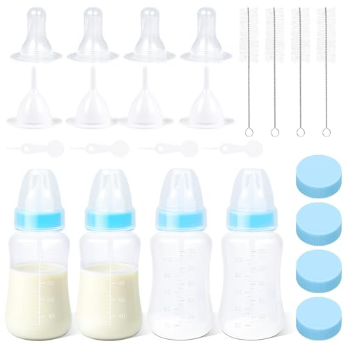 Puppy Kitten Nursing Bottle 4oz - Small Animal Feeding Kit with Nipples | Hand Feeding Supplies for Puppies, Kittens, Rabbits, Ferrets & Newborn Pets