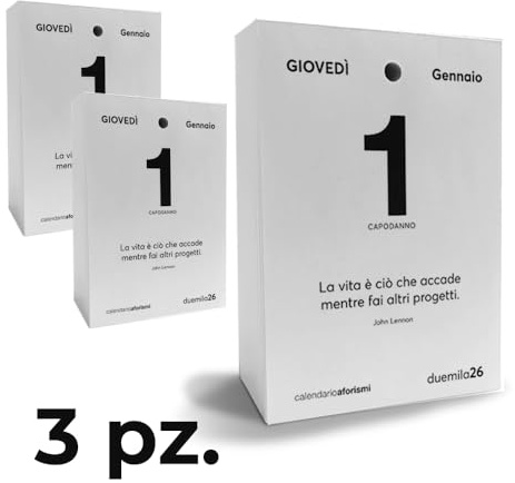 Ricambio Calendario 2026 da Scrivania Filosofico con Aforismi - Inserto Calendario Motivazionale a Strappo con Frasi Filosofiche da Scrivania | Idea Regalo Q&B Grafiche® (2026, Multipack 3 pz)