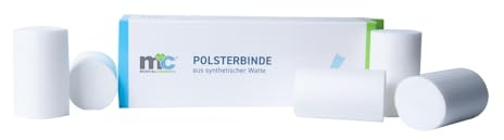 Medicalcorner24 Bande de rembourrage, ouate synthétique, 3 m x 8 cm, 5 rouleaux – Matériel de pansement pour premiers secours