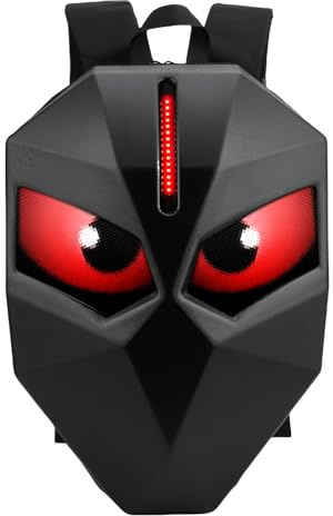 Asixxsix Motorcykelledare Ryggsäck, 60x32px LED -färgskärm App Programmerbar Bärbar Hjälmväska för Cykling Resor, Vattenbeständig Stor Kapacitet Hårdskal Bärbar Dator Ryggsäck