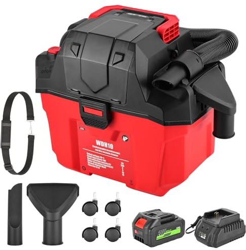 200W sladdlös vatten- och dammsugare med 4000mAh litiumbatteri, kraftfull 16kPa laddningsbar byggarbetsdammsugare, stor tankkapacitet, idealisk för hemmagarage, bilverkstad