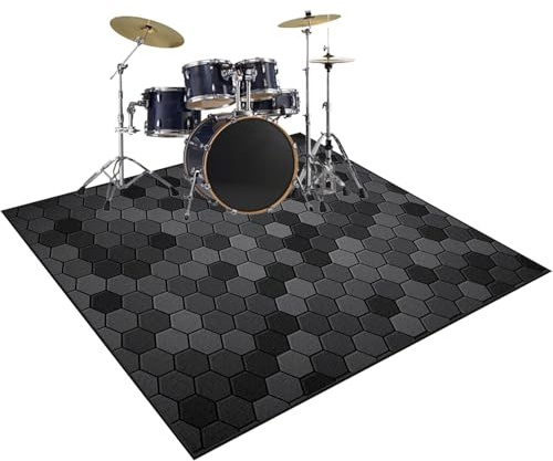 120 x 90 cm Alfombra para Batería Acustica | Alfombra para Bateria Electronica | Alfombra de Tambor | Alfombras Profesional Rectangulares para Bombo Caja | Alfombrillas Antideslizantes Insonorizada