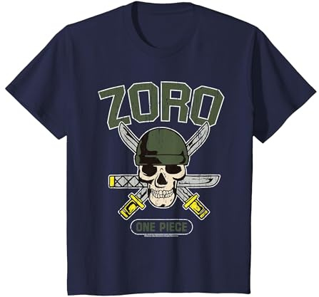 Sombrero de Paja Pirate Hunter Roronoa Zoro Logo Anime Niños Camiseta, Niños, Azul Marino, 12 años