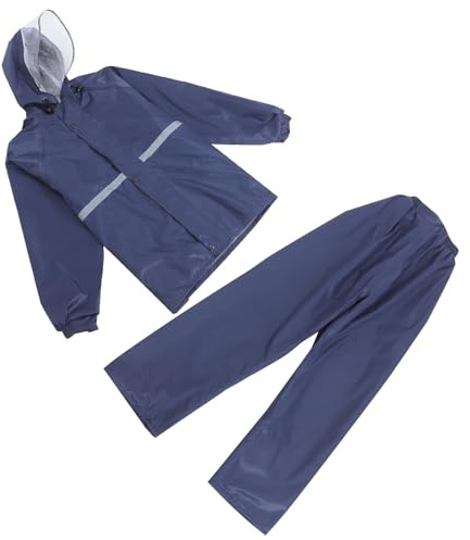 PRETYZOOM Traje de Lluvia Reflectante para Moto Hombre y Mujer, Chaqueta y Pantalones Impermeables de Doble Capa, Color Azul Oxford, Talla XXL para Motociclismo, Ciclismo y Actividades