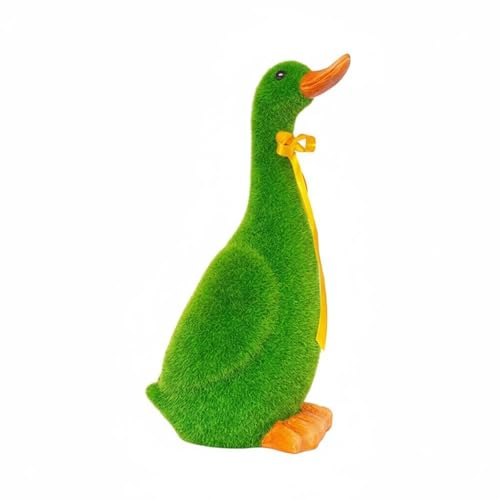 MotiveTech Canard Floqué Décoratif Résistant Aux Intempéries Statue Canard Gazon Léger Sculpture Animale en Résine pour Amoureux des Animaux, Jardiniers, Jardin