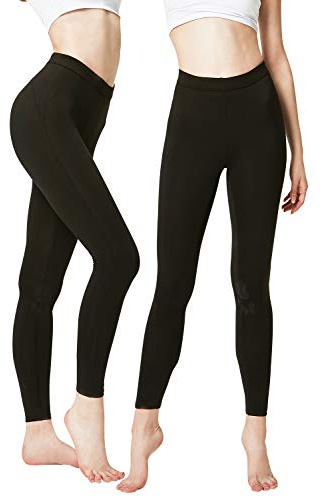DEVOPS Women's 2 Pack Thermal Long Johns Underwear Leggings Pants (Medium, Black/Black)