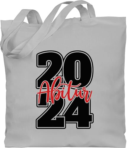 Baumwolltasche - Abi & Abschluss - Abitur 2025 Schriftzug - schwarz/rot - Unisize - Hellgrau - geschenk zum abiturgeschenke abigeschenk 2022 stoffbeutel geschenke bestandenen schulabschluss 2023