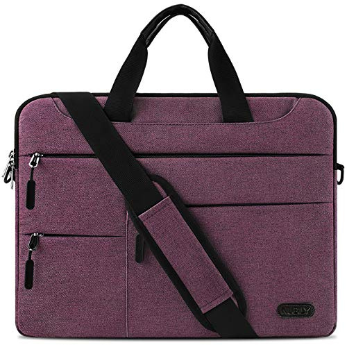 NUBILY Sacoche pour Ordinateur Portable 15.6 Pouces Sac à Main Porte-Documents à Bandoulière Housse Imperméable pour Homme et Femme Mallette Laptop Bag Rouge