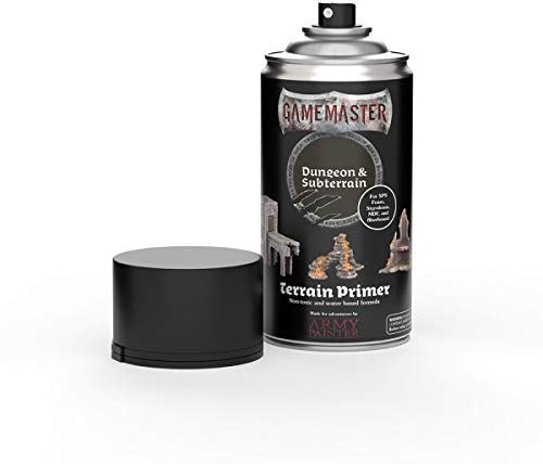 The Army Painter GameMaster Terrain Primer Dungeon & Subterrain, 300 mL Water-Based Acrylic Spray Paint Primer, Doesn't Melt XPS Styrofoam, for Tabletop Roleplaying, Boardgames, Wargaming Terrain