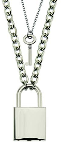 Collar de cadena Punk, colgante de candado de acero inoxidable, cadena unisex, amistad gótica punk rock, colgante de llave, pareja, Eboy Egirl, Acero