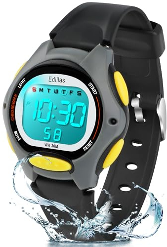 Edillas Kids Watches Digital Girls Boys,7 Colors Waterproof Wristwatches for Child Sport Outdoor Multifunctional with Stopwatch/Alarm Watch for Kids Ages 4-12