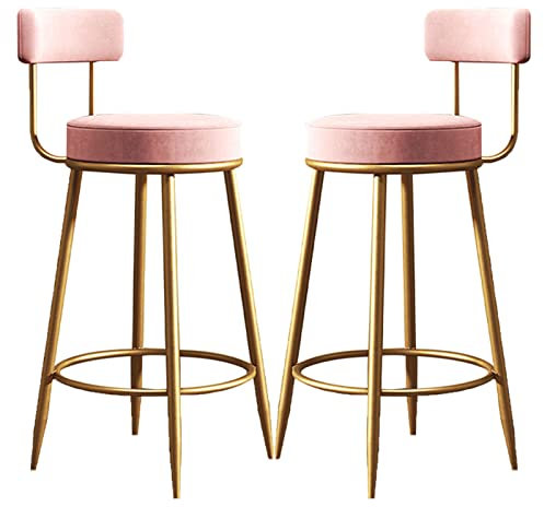 Retro kreativer Hochhocker Essstuhlschalter Barhocker Velvet Komfortable weiche Barhocker Wohnzimmer Beauty Store (Pink, 65 cm)