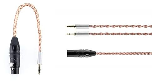 Moondrop UP hörlurar uppgraderingskabel 4Pin XLR till 4,4 mm / 4Pin XLR till 6,35 mm adapter dubbel 3,5 mm till 4,4 mm XLR hörlurar kabel (Headphone Cable+Adapter (4Pin XLR to 4.4mm,30cm))
