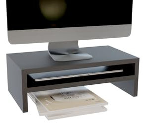 ComfortCove Supporto per monitor, supporto per monitor per computer a 2 livelli, supporto per laptop, supporto per computer, supporto per stampante con ripiano, ideale per il tuo ufficio a casa, Nero