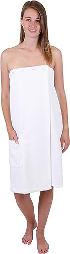 Betz Serviette à Sauna pour Femme Tissu éponge Kilt Wellness pour Le Sauna Taille Ajustable par Boutons et élastique 100% Coton Couleur Blanc Berlin