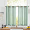 Vangao Sheer Scheibengardinen mit Ösen Transparent Bistrogadine Landhaus Modern Voile Küchenvorhang Gestreift Küchengardinen Paarig für Badezimmer Klein Fenster Dekor 90x115cm(BxH) Blaugrün 2er Set