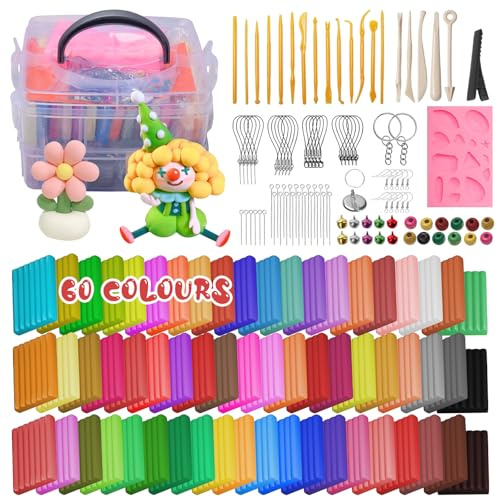 KIMIGO Kit de Arcilla Polimérica de 60 Colores - Modelado Artesanal para Horno - Apta para Bricolaje