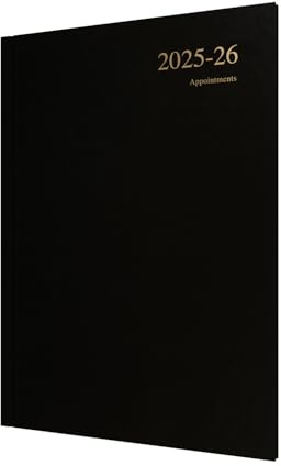 Collins 'Essentials' 12 Month Mid/Academic Year Planner, July 2025-July 2026 - ESSA43M.99-2526 - Week-to-View Appointments Diary, A4 Hard Cover, Black