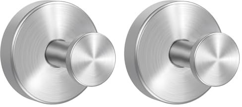 Drenky Crochet Ventouse RéUtilisable 2 Pièces Sans Percage Puissante Acier Inoxydable Accroche Serviette Pour Salle De Bain, Porte En Verre, Carreaux, Argent