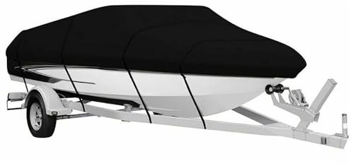 NEWFUN Båtöverdrag, Oxford Cloth Båtöverdrag, Dammtät UV-beständig Båtöverdrag för Yacht Motorbåt Fiskebåt V-skrov (3,35-4 meter)