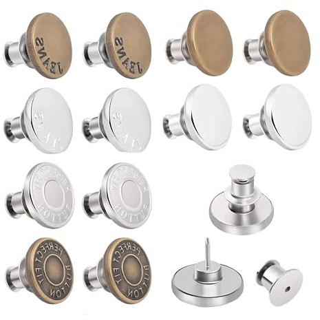 12 Boutons de Bouton Jean Réglables Boutons Mercerie de Remplacement Réutilisables Bouton Pantalon de Manteau DIY pour Jeans Vestes Vestes en Jean Coupe-vent